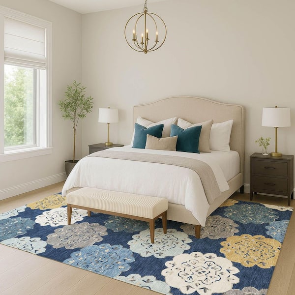 Chantille Machine Washable Indoor/Outdoor Abstract ACN2353 Navy 10 ft. x 14 ft. Area Rug