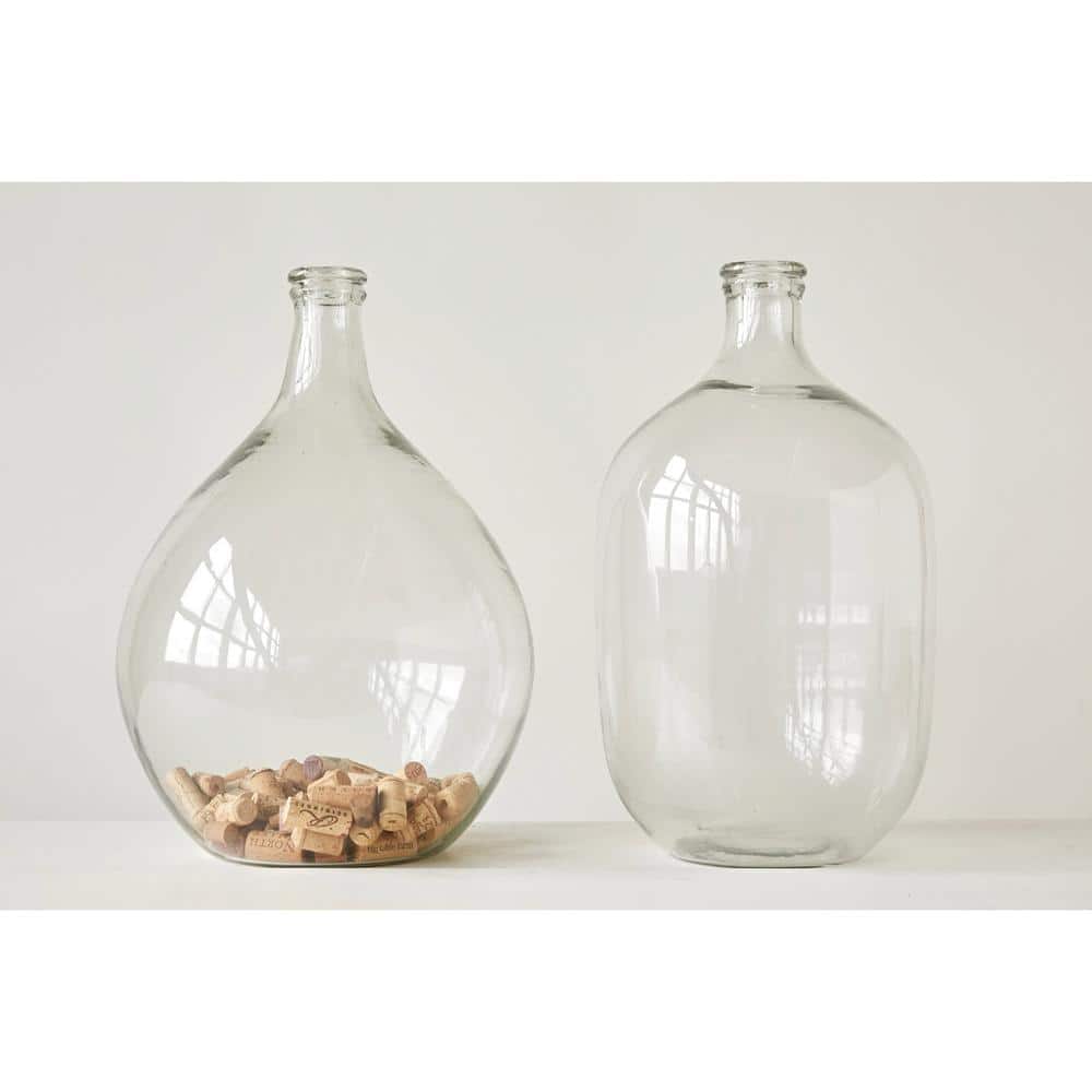 Large Clear Glass Decorative Bottle with High Neck