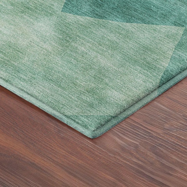 Mayfield Premium Machine Washable Abstract AMF2374 Teal 10 ft. x 14 ft. Area Rug