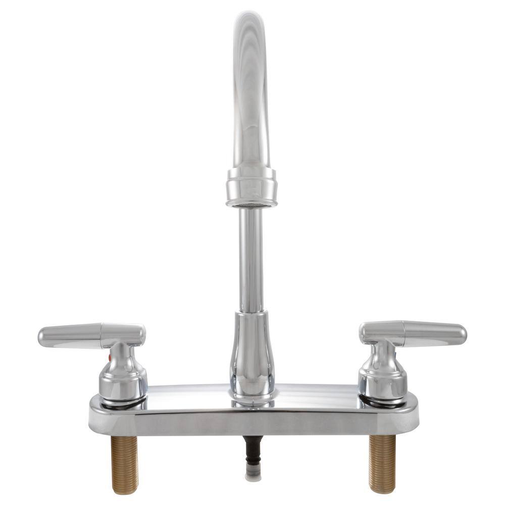 Polished Chrome 2-Handle High-Arc Kitchen Faucet with Pull-Out Spray