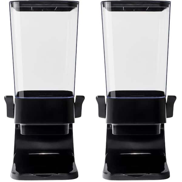 2 Pieces 5L Kitchen Organization Cereal Containers Storage, Dry Food Dispenser Countertop in Black