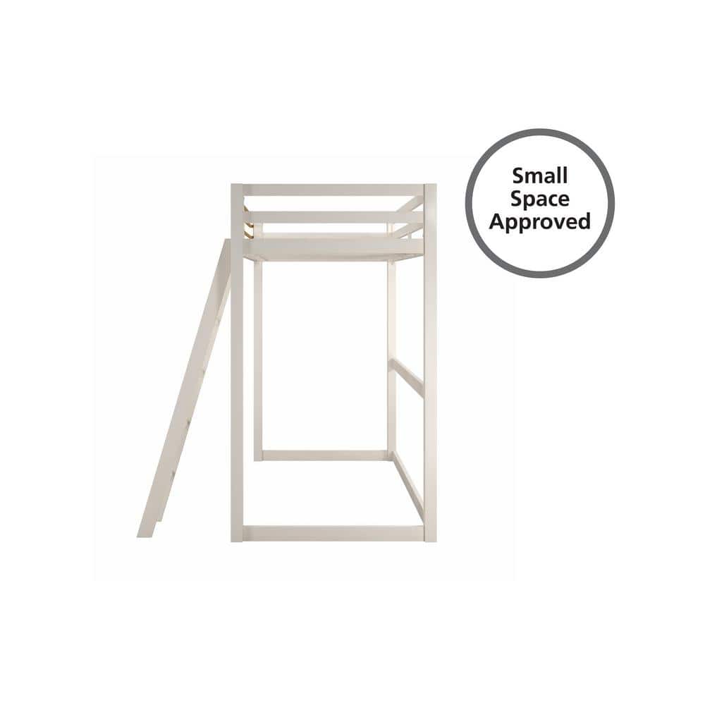 White and Gold Twin Metal Loft Bed with Headboard