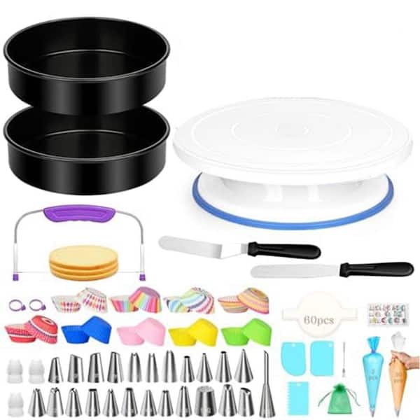 8-Inch Round Cake Pan Set with Non-Stick Coating, Carbon Steel, Includes Parchment Paper, 60 Count (241 Pcs)