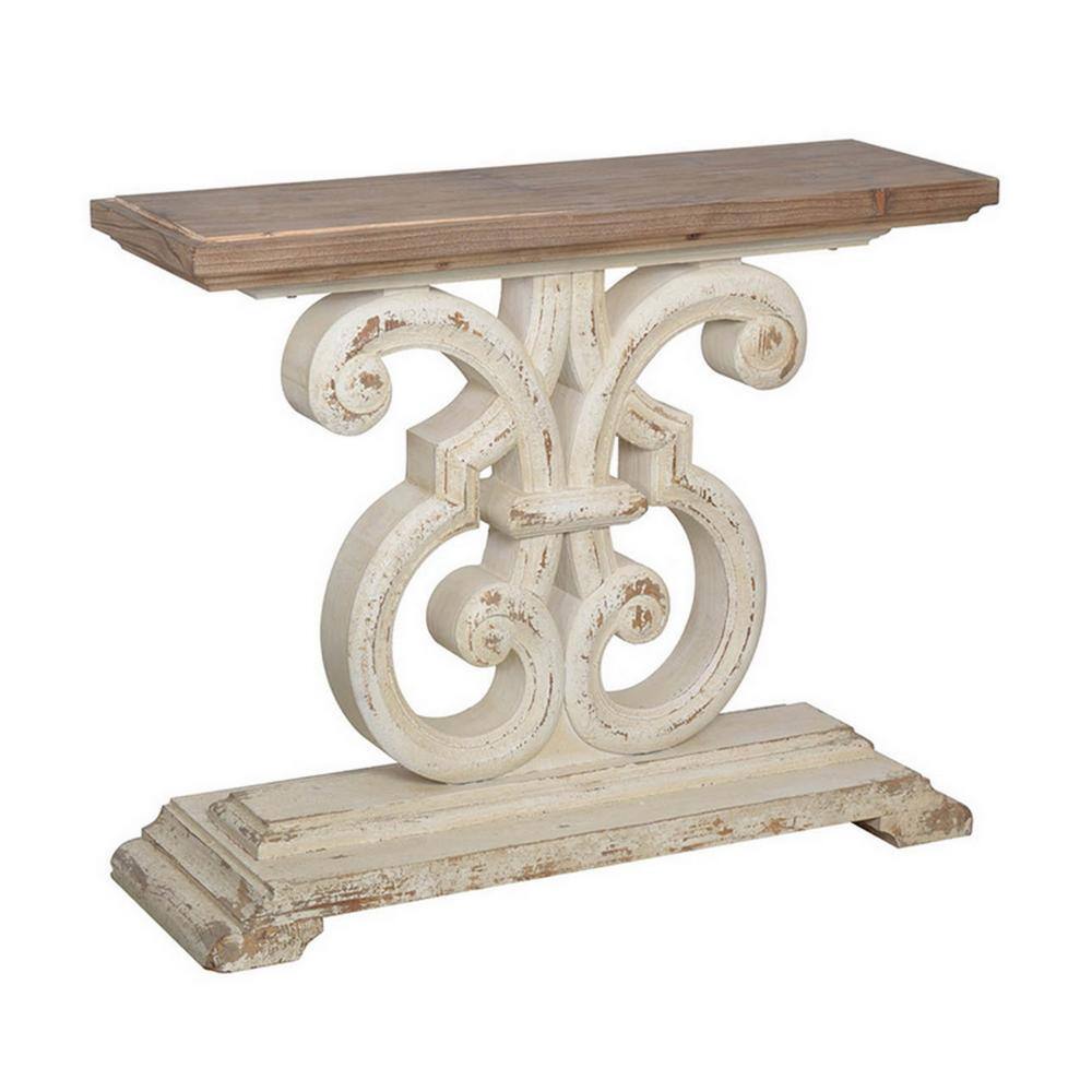 43.3 in. White and Brown Rectangle Wooden Console Table with Wide Top