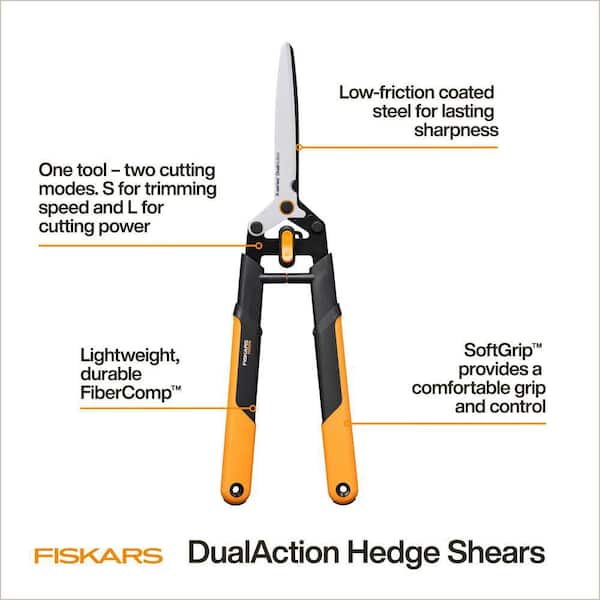 DualAction 24 in. Hedge Shears, 2-Cutting Modes, 0.5 in. Cut Capacity, Shape Hedges and Shrubs
