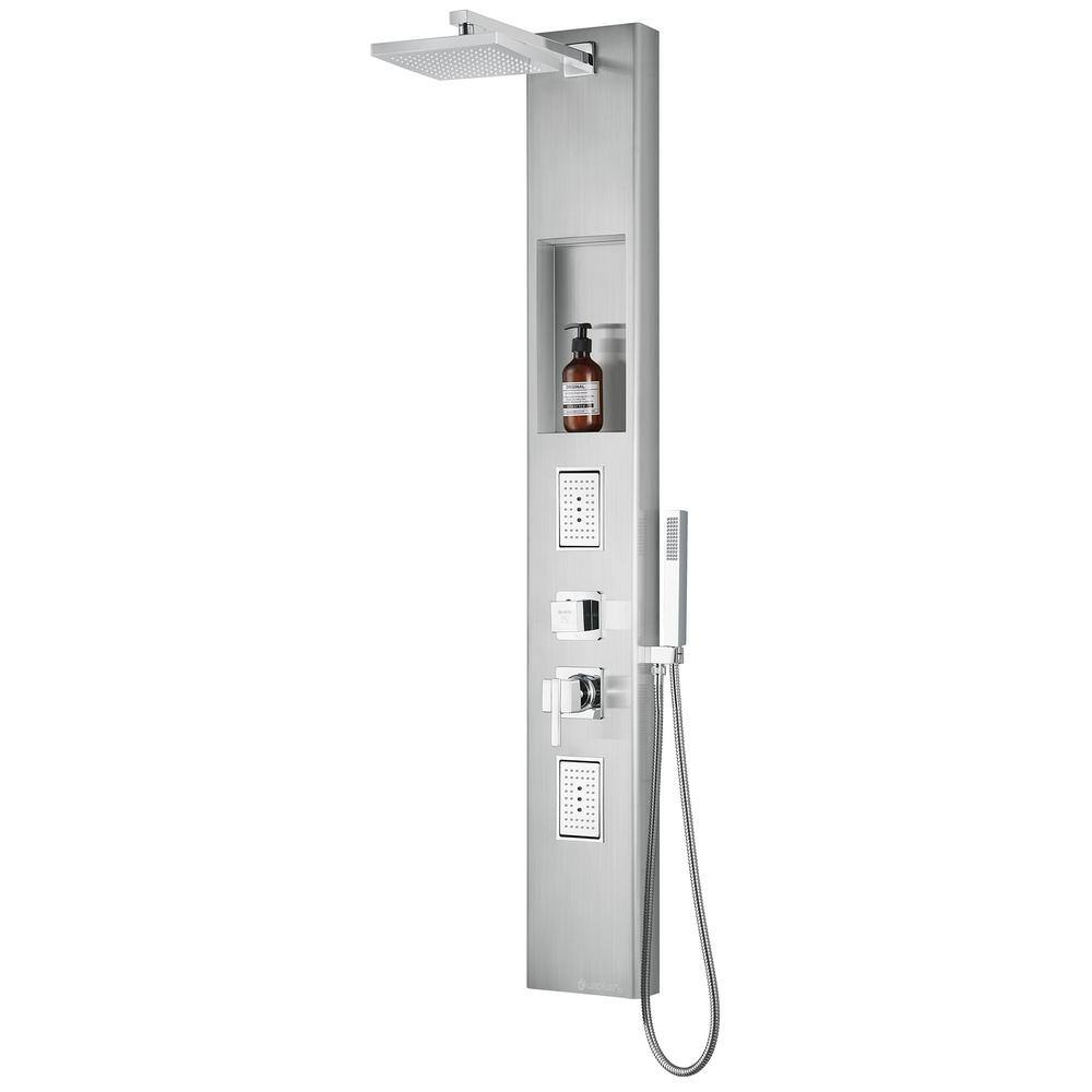 AKDY 35-in Brushed Stainless Steel 2-Spray Shower Panel System (Valve Included)