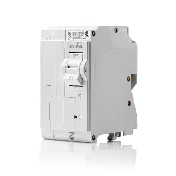 Leviton Branch Circuit Breaker, GFPE 2-Pole 20 Amp, 120-Volt/240-Volt, Hydraulic Magnetic