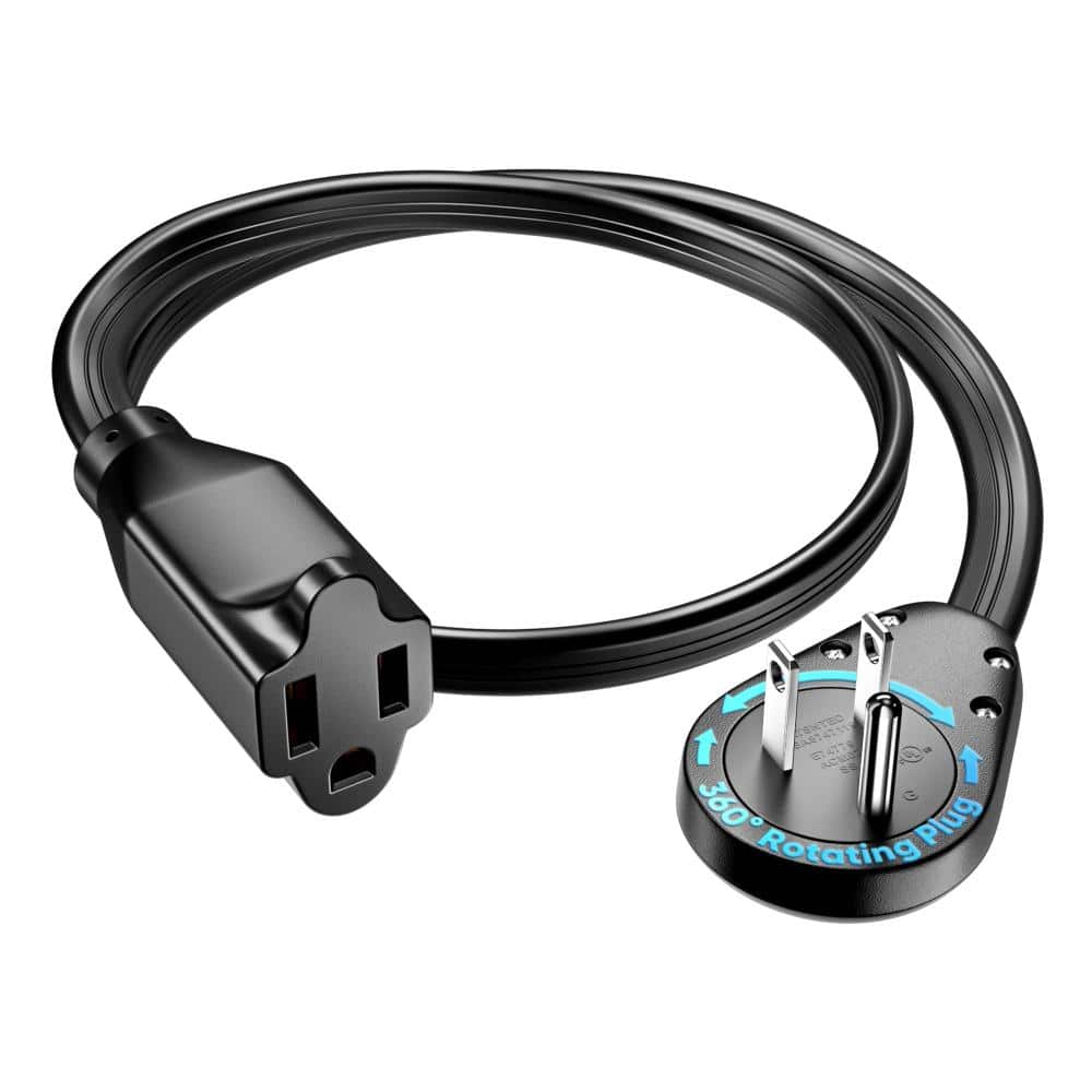 1 ft. 14/3 Medium/Heavy Duty Indoor 360 Rotating Plug Low Profile Power Strip, 15 Amps, Black price history on PriceWatchPro