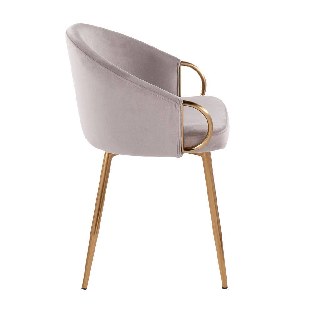 Pearl Silver Velvet Low Backrest Chair with Metal Tapered Legs