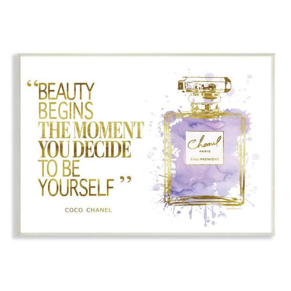 The Stupell Home Decor Collection Beauty Begins Designer Quote Glam Perfume Bottle by Amanda Greenwood Unframed Typography Art Print 19 in. x 13 in.