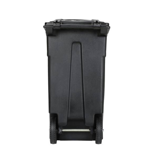 CAN 32 Gallon Wheeled Heavy Duty Plastic Garbage Can With Attached Lid - Black