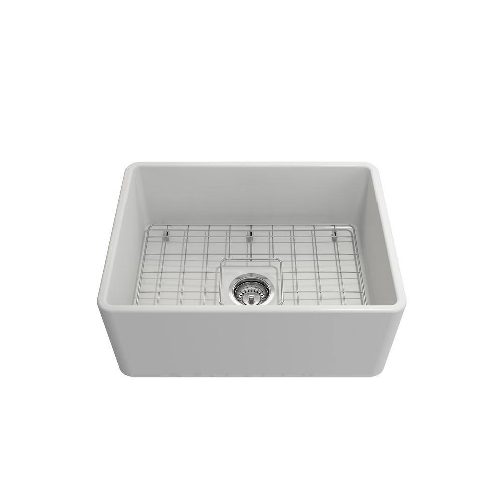 Matte White Fireclay Farmhouse Apron Front Single Bowl Kitchen Sink
