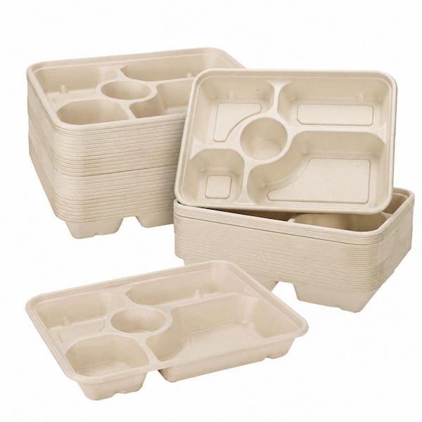 11 in. White White Family Disposable Paper 5 Compartment Plate Disposable Tableware Product Type (50 Pack)