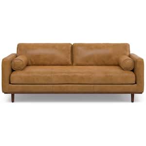 Morrison Mid-Century Modern 89 in. Wide Sofa in Sienna Genuine Leather