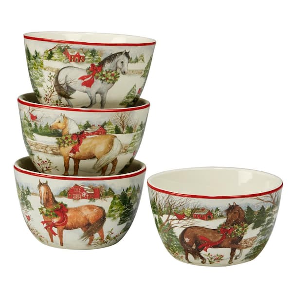 Certified International Christmas on the Farm by Susan Winget 5.5 in. Ice Cream Bowl (Set of 4)