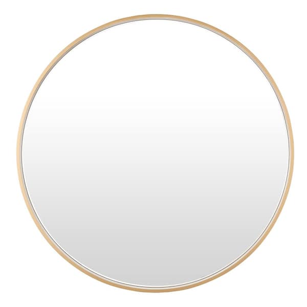 GETLEDEL 32 in. W x 32 in. H Modern Medium Round Aluminum Framed Wall Mounted Bathroom Vanity Mirror in Gold