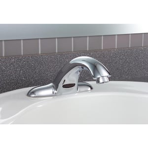 Commercial Touchless 4 in. Centerset Single-Handle Bathroom Faucet with Battery Power in Chrome (Valve Not Included)