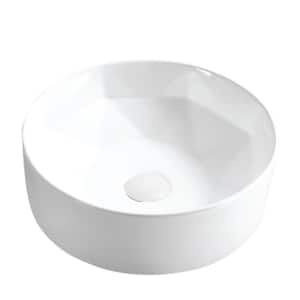 Valera 16 in. Vitreous China Round Vessel Bathroom Sink in White