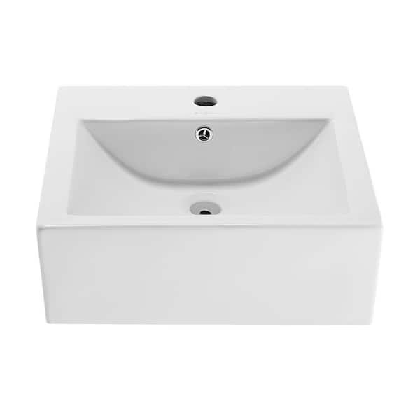 Swiss Madison Voltaire 18 in. Square Ceramic Vessel Sink in Glossy White