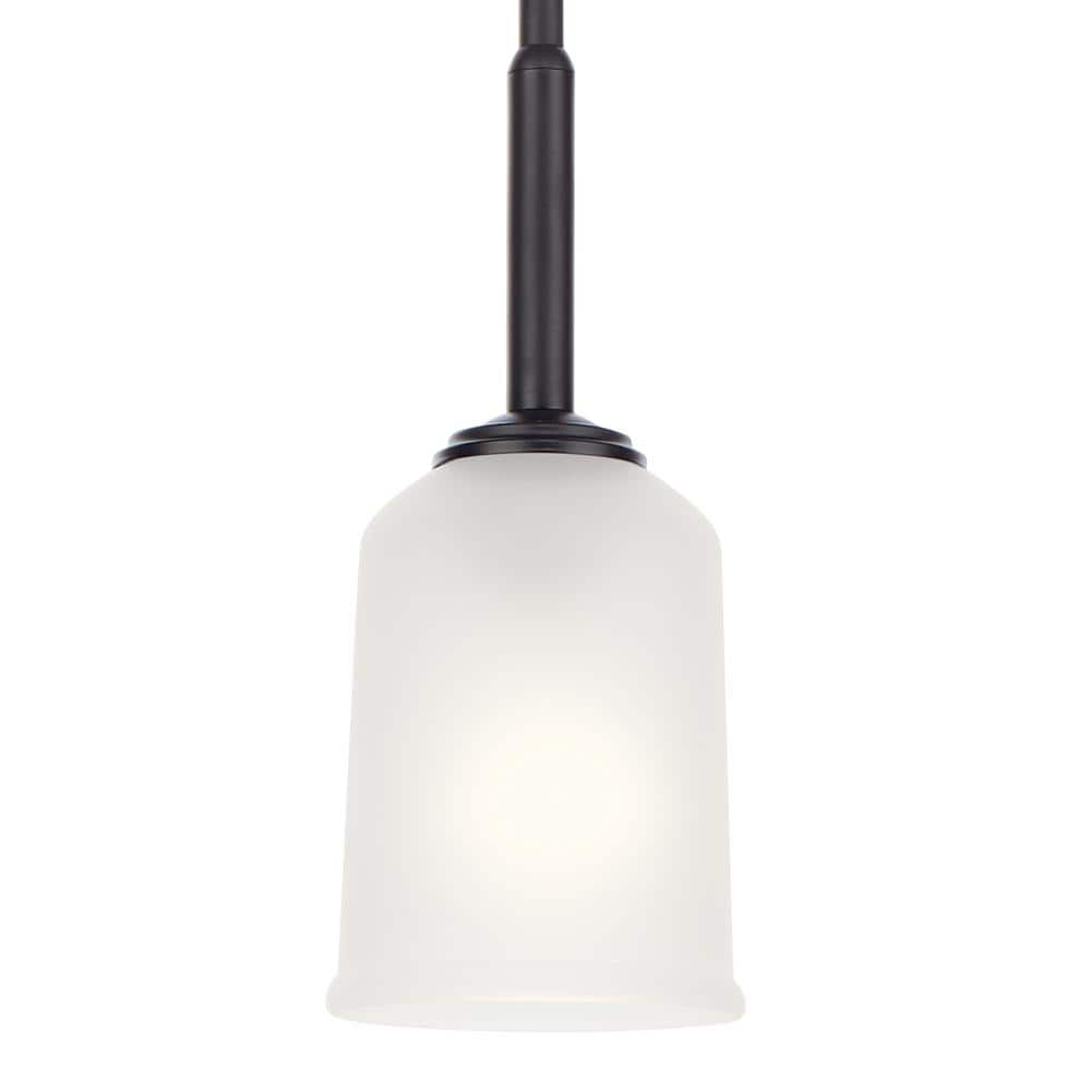 Shailene Sleek Black and Satin Etched Glass 1-Light Mini Pendant