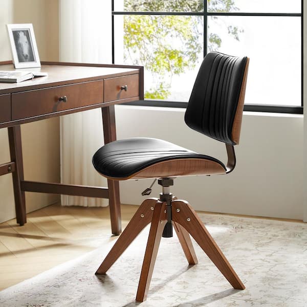 JAYDEN CREATION Leo Faux Leather Curved Wood Frame Adjustable