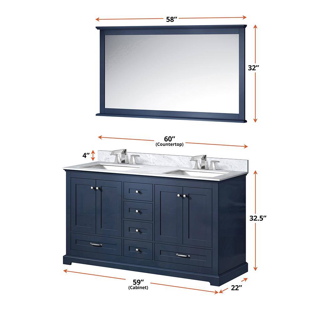 Dukes 59" Freestanding Double Vanity Cabinet in Navy Blue