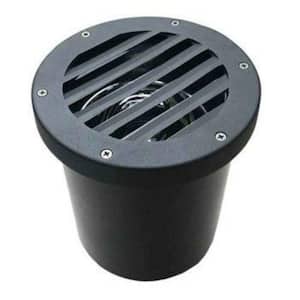 Black Hardwired Weather Resistant Well light with LED and Louvered Grill Cover