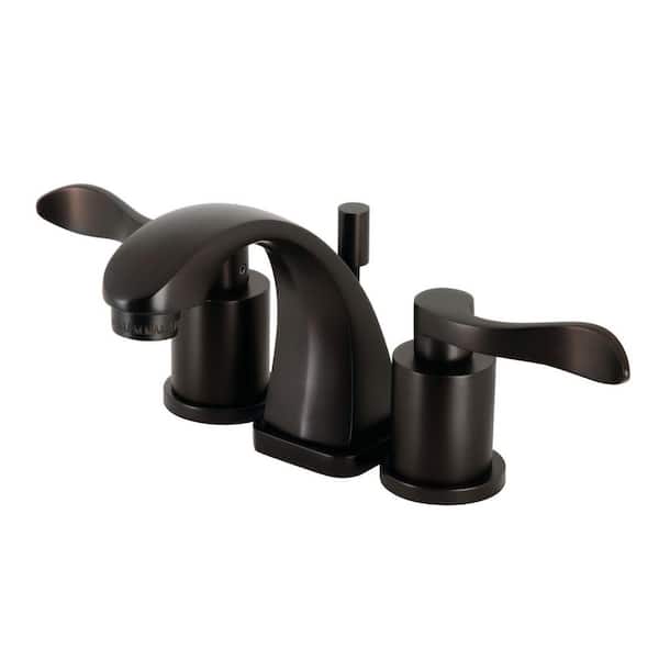Kingston Brass NuWave 8 in. Widespread 2-Handle Bathroom Faucets with Brass Pop-Up in Oil Rubbed Bronze