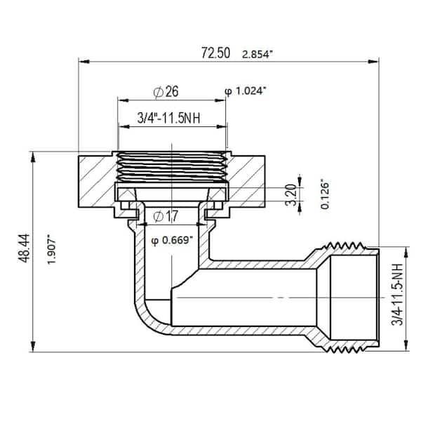 3/4 in. MHT x 3/4 in. FHT 90-Degree Brass Elbow Fitting