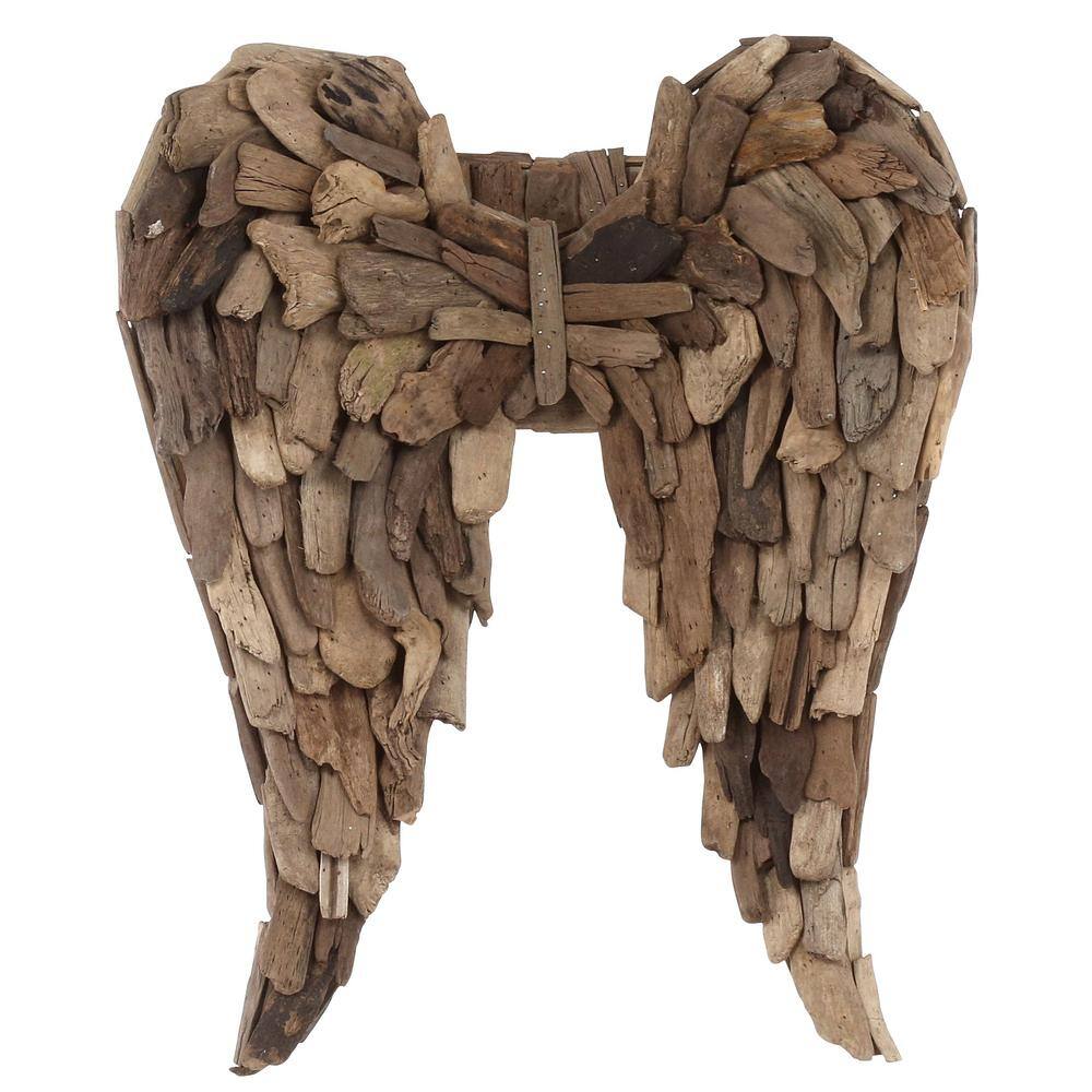 Natural Driftwood Angel Wings Vertical Wall Sculpture, 24" Height