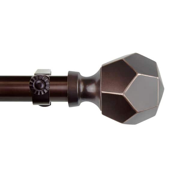 EMOH 120 in. - 170 in. Adjustable Single Curtain Rod 1 in. Dia in Bronze with Drey Finials