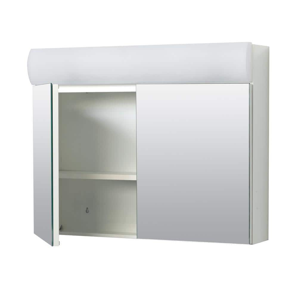 Zenith Zenna Home 23.25 in. x 18.63 in. x 5.88 in Surface-Mount Lighted Frameless Medicine Cabinet with Mirror in White