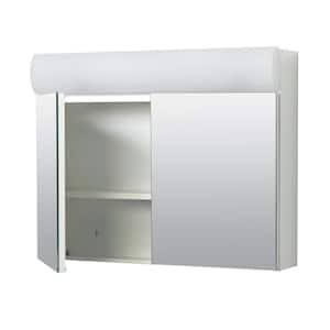 Zenna Home 23.25 in. x 18.63 in. x 5.88 in Surface-Mount Lighted Frameless Medicine Cabinet with Mirror in White