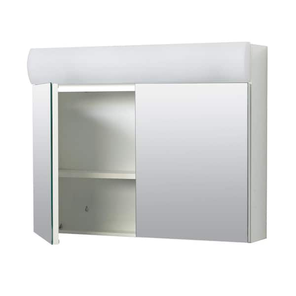 Zenna Home 23.25 in. W x 18.63 in. H Lighted Frameless White Surface-Mount Medicine Cabinet with Mirror