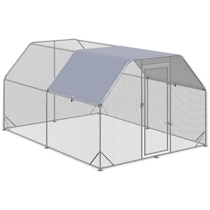 Metal Chicken Coop 12.5 ft. x 9.2 ft. x 6.4 ft. Walk-In Chicken Run with Cover, Fence Cage Hen House for Yard