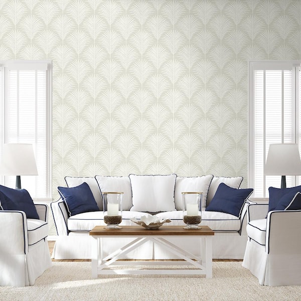 Sea Salt Grassland Palm Vinyl Peel and Stick Wallpaper Roll (Covers 40.5 sq. ft.)