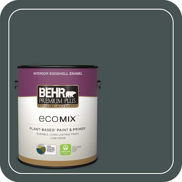 1 gal. #MQ6-44 Black Evergreen Eggshell Enamel EcoMix Plant-Based Interior Paint & Primer