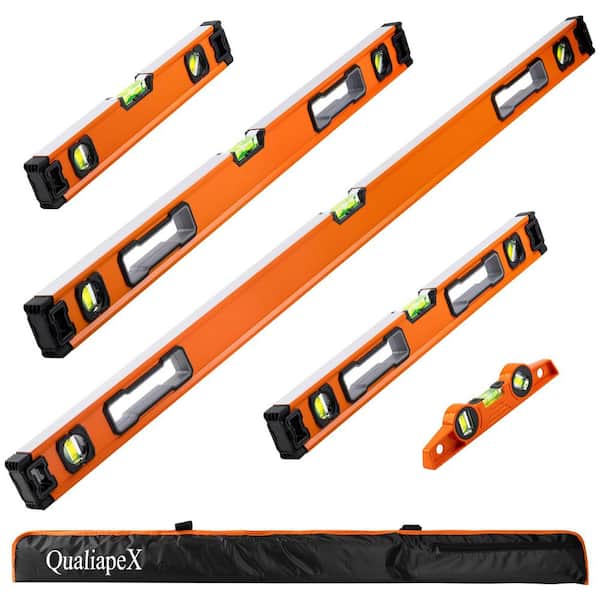 48 in. Magnetic 180 Aluminum I-Beam Level Set with Torpedo Level and Carrying Bag (5-Piece)