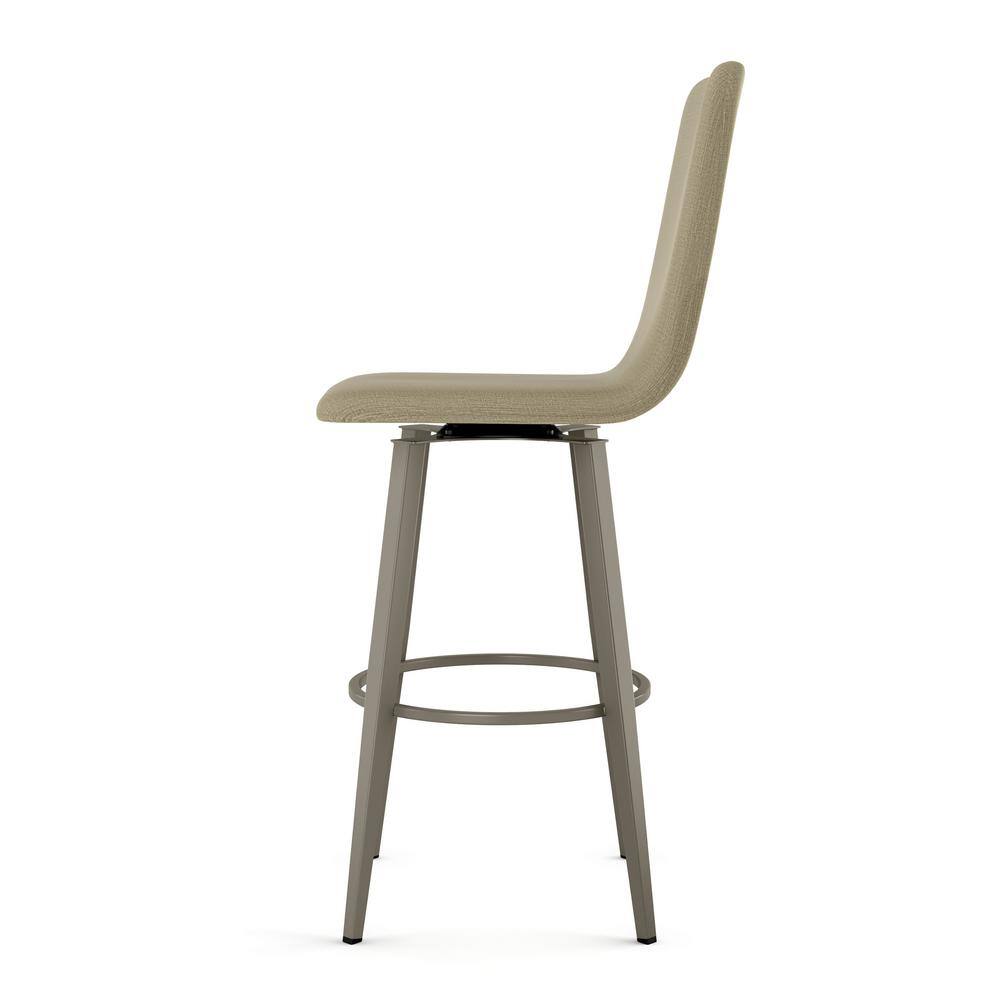Sophisticated Beige Fabric & Grey Metal Swivel Bar Stool