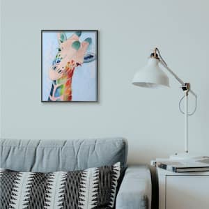 16 in. x 20 in. "Colorful Abstract Giraffe Rainbow Blue Drawing" by Grace Popp Framed Wall Art