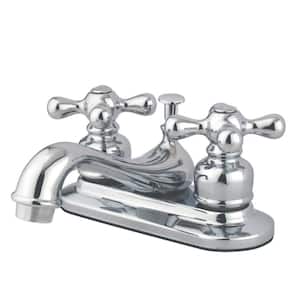 Restoration 4 in. Centerset 2-Handle Bathroom Faucet with Plastic Pop-Up in Polished Chrome