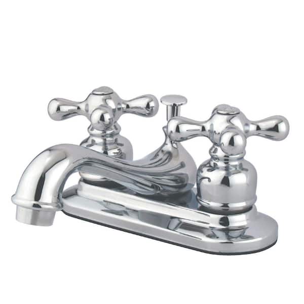 Kingston Brass Restoration 4 in. Centerset 2-Handle Bathroom Faucet with Plastic Pop-Up in Polished Chrome
