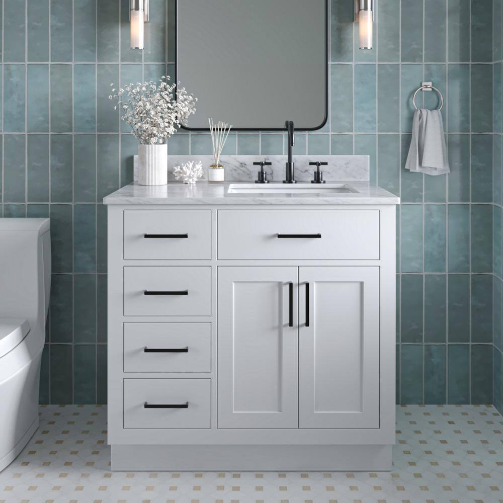 Ariel White 37" Single Basin Vanity with Marble Top