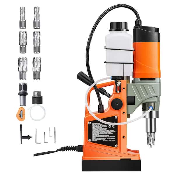 SKYSHALO 2 in. 10-Speeds Drill Press with 5/8 in. 2 in. Boring Diameter, 2878 lbs. Portable, with 6 Coring Bits, for Metal