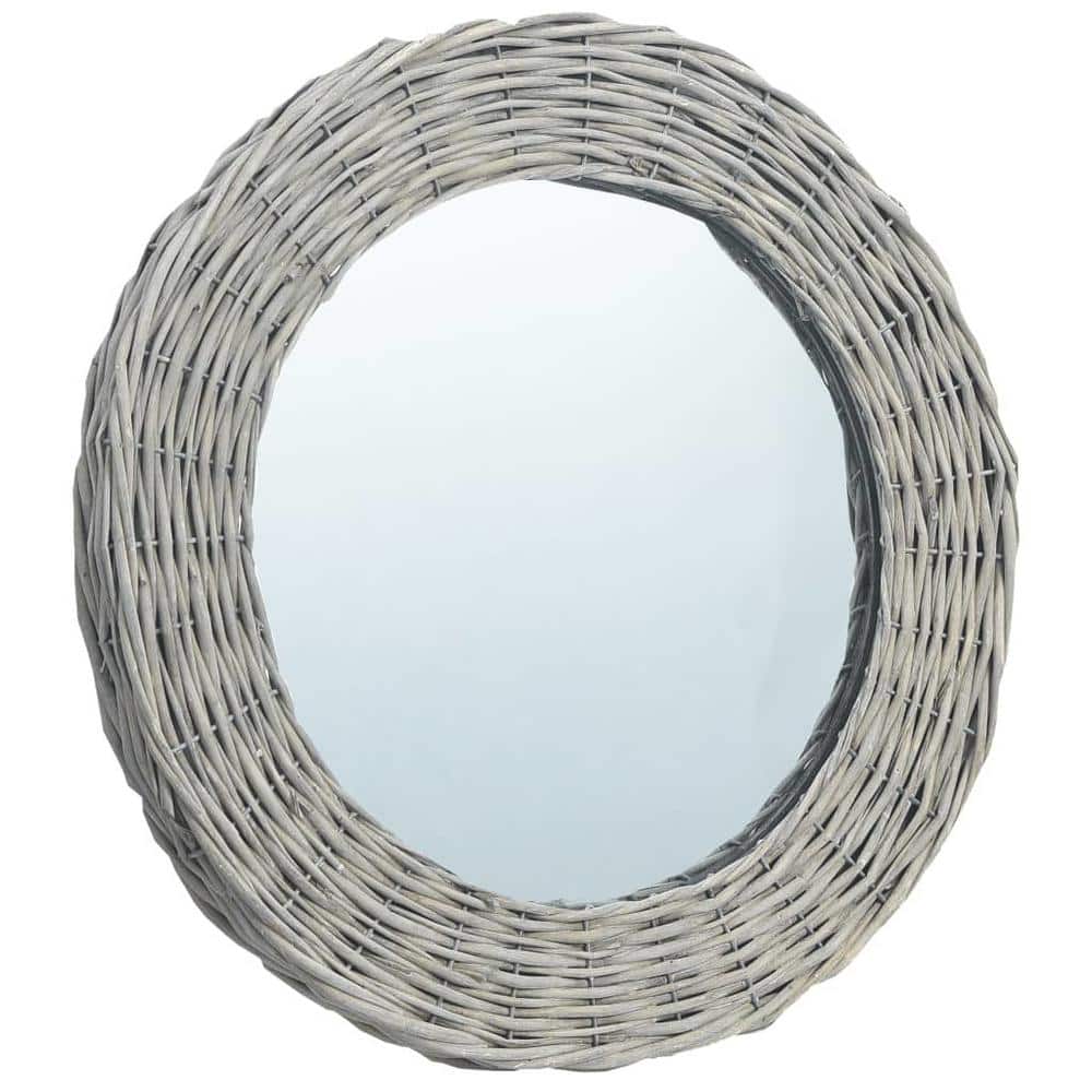 27.6 in. W x 27.6 in. H Round Glass Framed Wall Mount Modern Decor Bathroom
