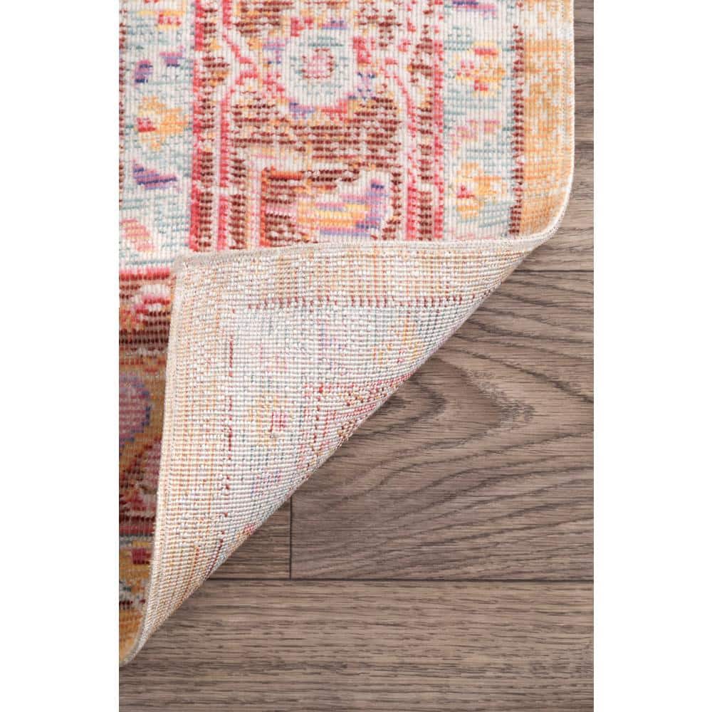 Vintage Orange Synthetic Easy Care Area Rug