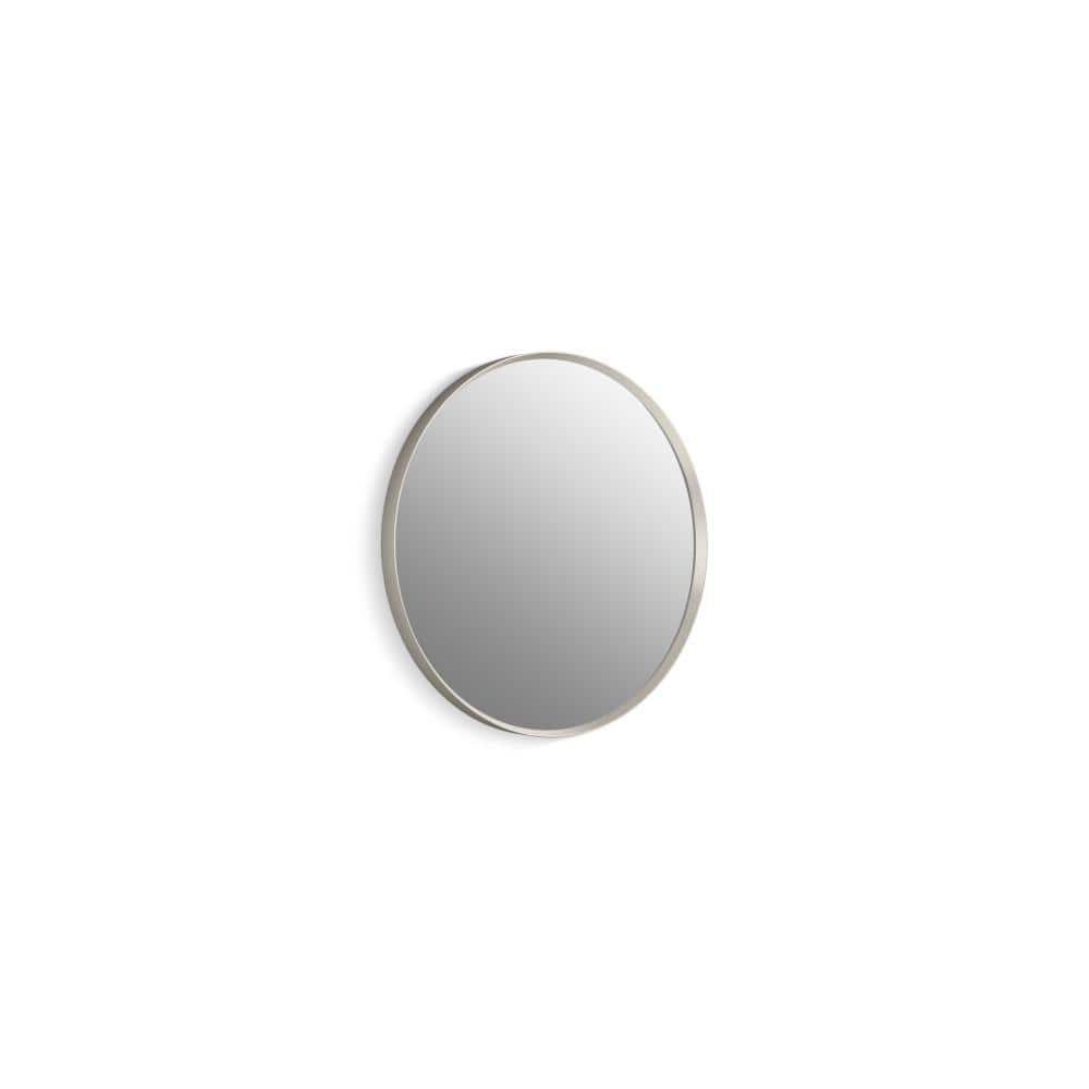 Brushed Nickel 22" Round Bathroom Vanity Mirror