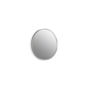 Essential 22 in. W x 22 in. H Round Framed Wall Mount Bathroom Vanity Mirror in Brushed Nickel