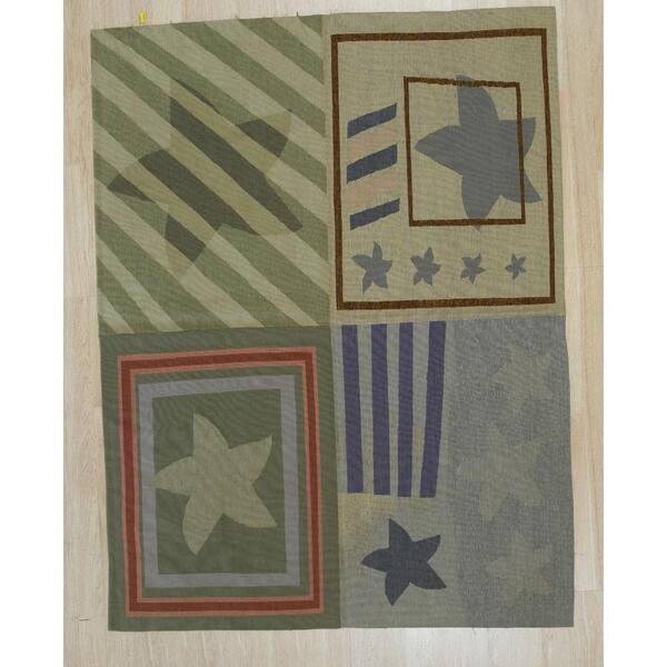 EORC Area Rug Green 6 ft. x 8 ft. Handwoven Wool Modern Flat Weave Area Rug