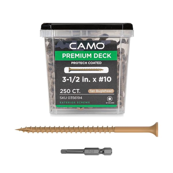 CAMO 3-1/2 in. #10 Tan Star Drive Exterior Bugle Head Wood Deck Screws (250-Count)